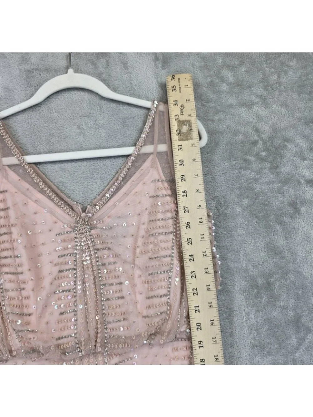 Adrianna Papell Dress Womens 6P Petite Pink Sequin V Neck Sheath Mini Party